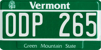 VT license plate ODP265