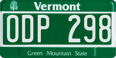 VT license plate ODP298