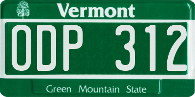 VT license plate ODP312