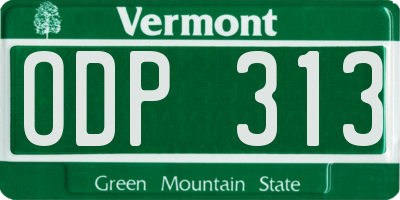 VT license plate ODP313