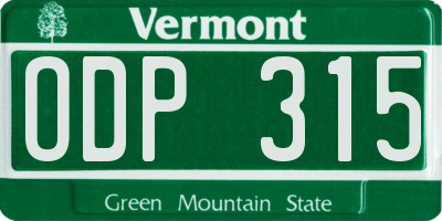 VT license plate ODP315