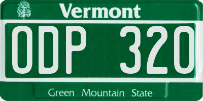 VT license plate ODP320