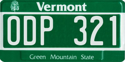 VT license plate ODP321