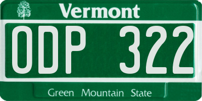 VT license plate ODP322