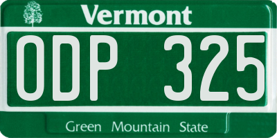 VT license plate ODP325