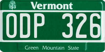 VT license plate ODP326