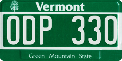 VT license plate ODP330