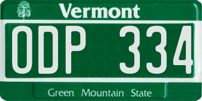 VT license plate ODP334
