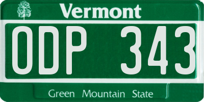 VT license plate ODP343