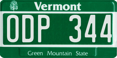 VT license plate ODP344