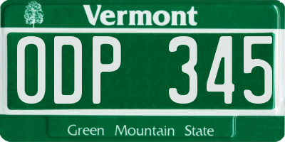 VT license plate ODP345