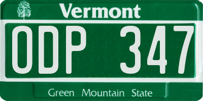 VT license plate ODP347