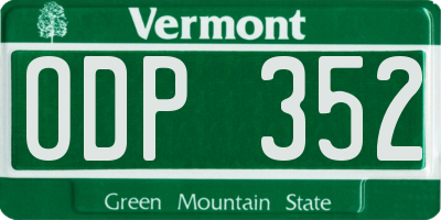 VT license plate ODP352