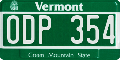 VT license plate ODP354