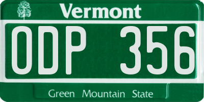 VT license plate ODP356
