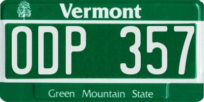 VT license plate ODP357