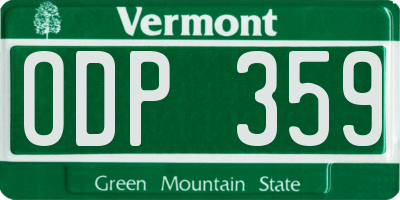 VT license plate ODP359