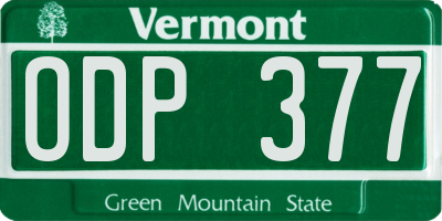 VT license plate ODP377