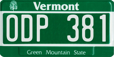 VT license plate ODP381
