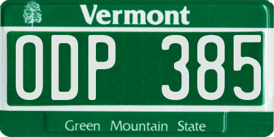 VT license plate ODP385
