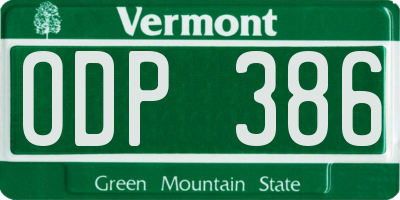 VT license plate ODP386