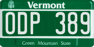 VT license plate ODP389