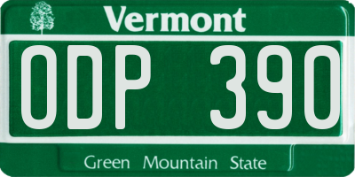 VT license plate ODP390