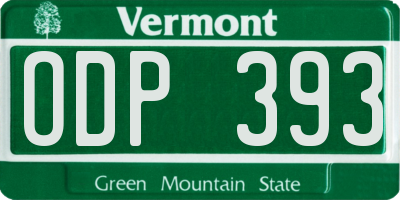 VT license plate ODP393