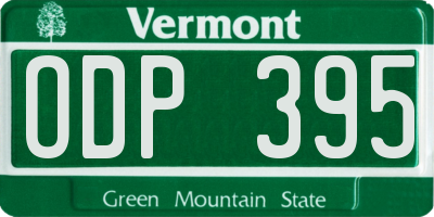 VT license plate ODP395