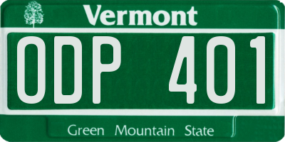 VT license plate ODP401