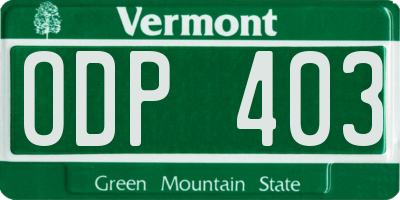 VT license plate ODP403