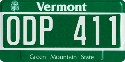 VT license plate ODP411