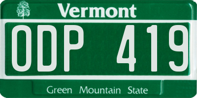 VT license plate ODP419