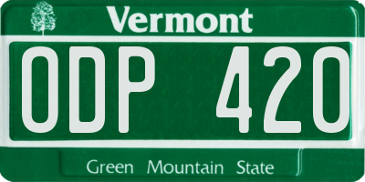 VT license plate ODP420