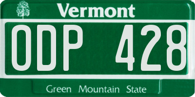 VT license plate ODP428