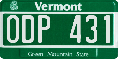 VT license plate ODP431