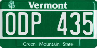 VT license plate ODP435
