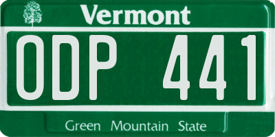 VT license plate ODP441