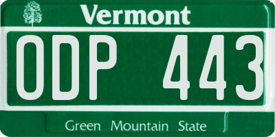 VT license plate ODP443