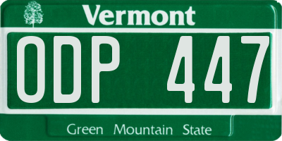 VT license plate ODP447
