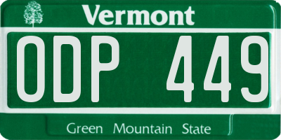 VT license plate ODP449