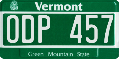 VT license plate ODP457