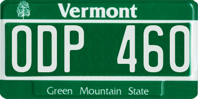 VT license plate ODP460