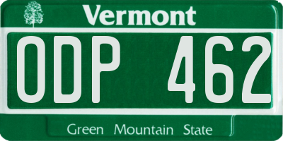 VT license plate ODP462
