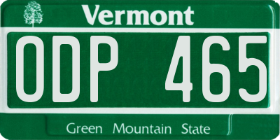 VT license plate ODP465