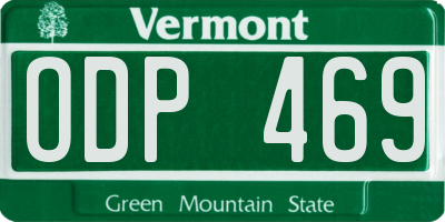 VT license plate ODP469