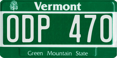 VT license plate ODP470