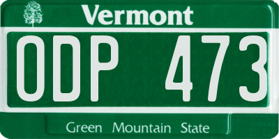 VT license plate ODP473