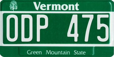 VT license plate ODP475