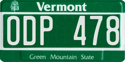 VT license plate ODP478